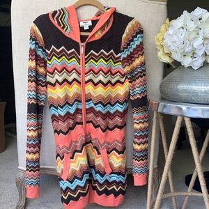 MISSONI MULTI-COLOR ZIP HOODIE GIRLS XL/Women S/M